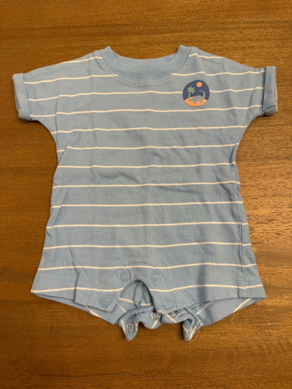 Carter's Light Blue & White Striped Short-Sleeve Romper